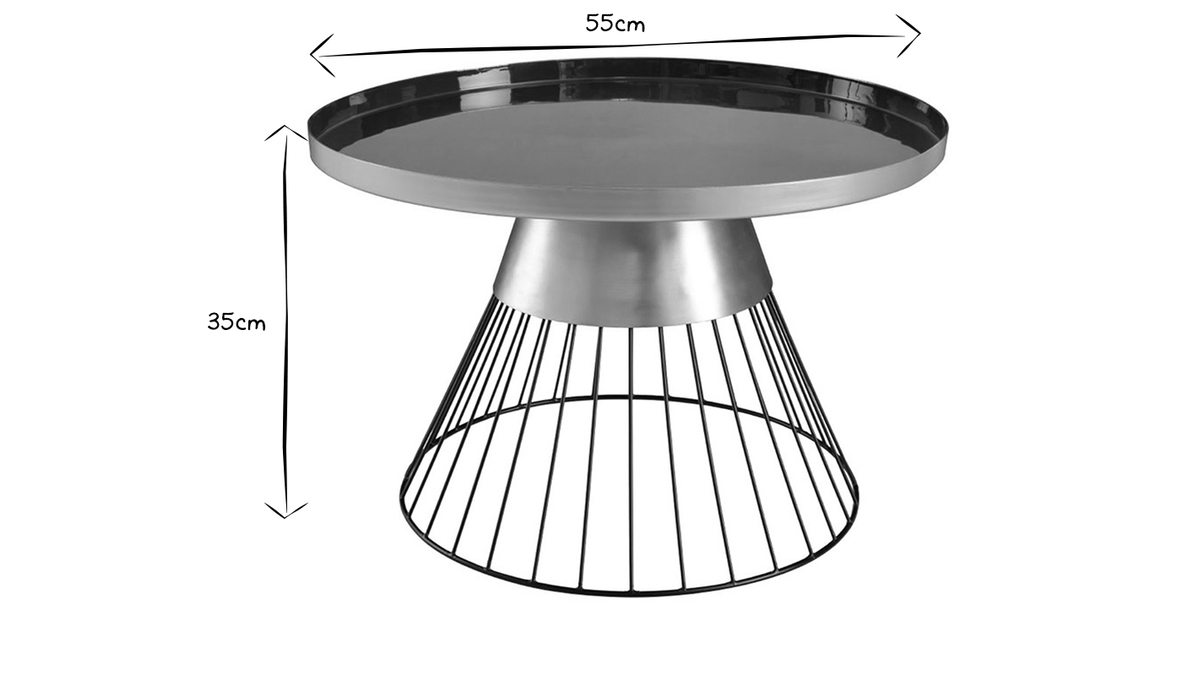 Runder Beistelltisch aus petrolblauem und goldfarben lackiertem Stahl D 41 cm SPLEEN