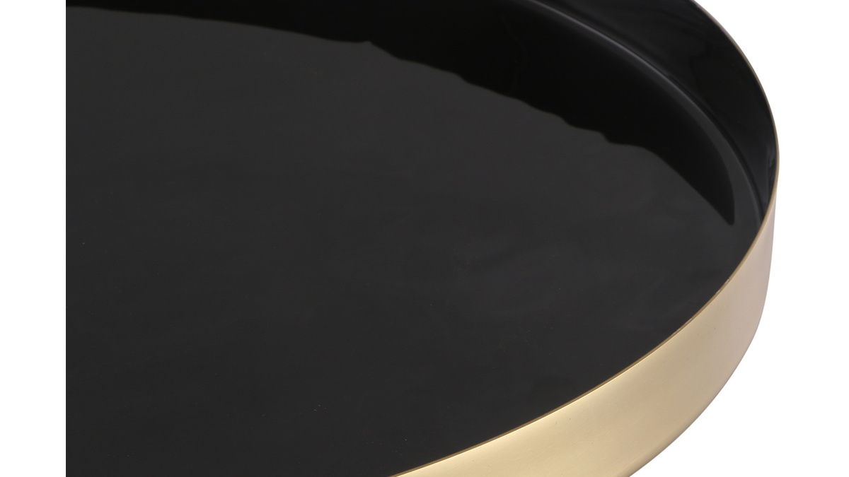 Runder Beistelltisch aus schwarz und goldfarben lackiertem Stahl D 41 cm SPLEEN