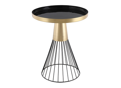 Runder Beistelltisch aus schwarz und goldfarben lackiertem Stahl D 41 cm SPLEEN