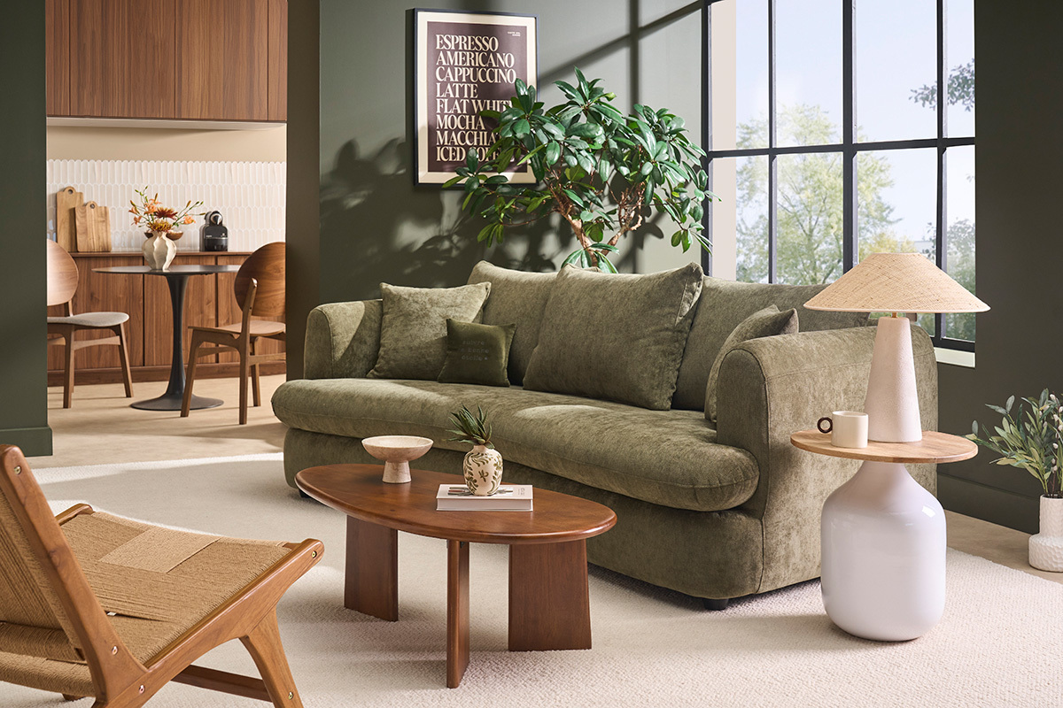 Runder Beistelltisch im Design Wei� und Massivholz Mango H49 cm VERONA
