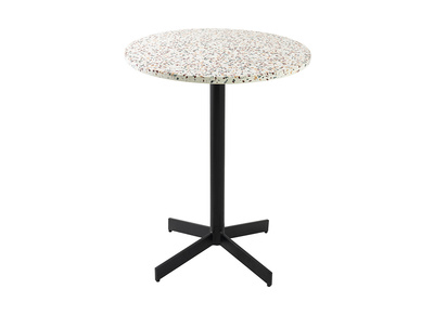 Runder Bistrotisch aus Terrazzo und schwarzem Metall D60 cm MEERA