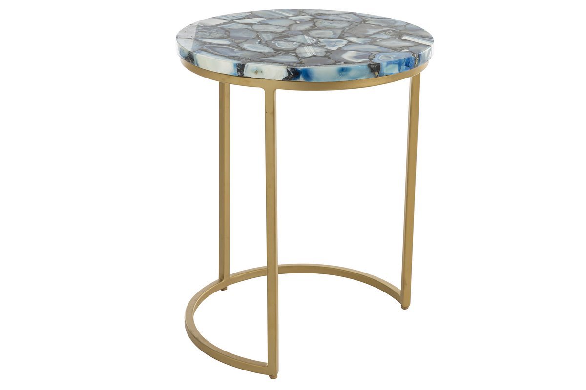 Runder Couchtisch aus blauem Achat D40 cm PIETRA