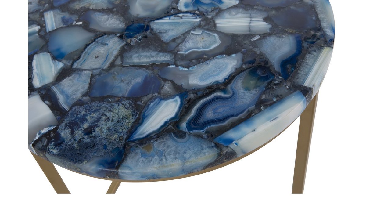 Runder Couchtisch aus blauem Achat D40 cm PIETRA