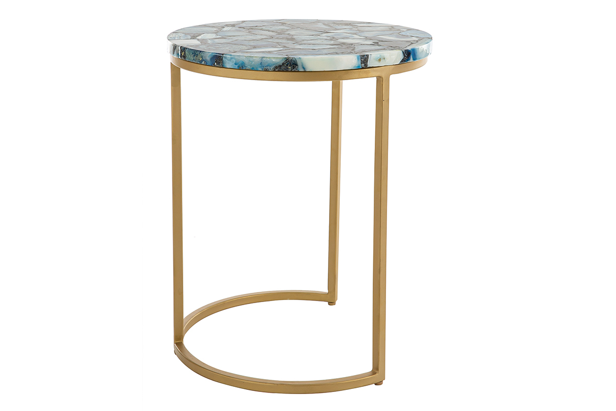 Runder Couchtisch aus blauem Achat D40 cm PIETRA