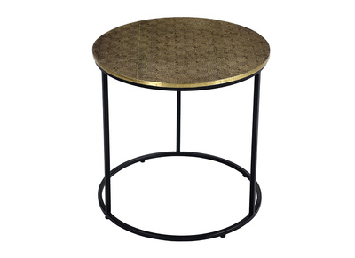 Runder Couchtisch aus geschlagenem Messing L45 cm FUSSBODEN - Runder Couchtisch aus geschlagenem Messing L45 cm FUSSBODEN