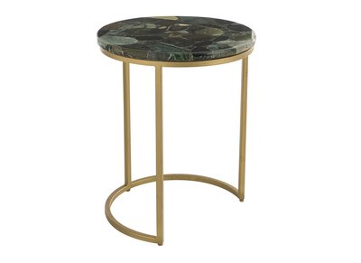 Runder Couchtisch aus grünem Jaspis Durchmesser 40 cm PIETRA - Runder Couchtisch aus grünem Jaspis Durchmesser 40 cm PIETRA
