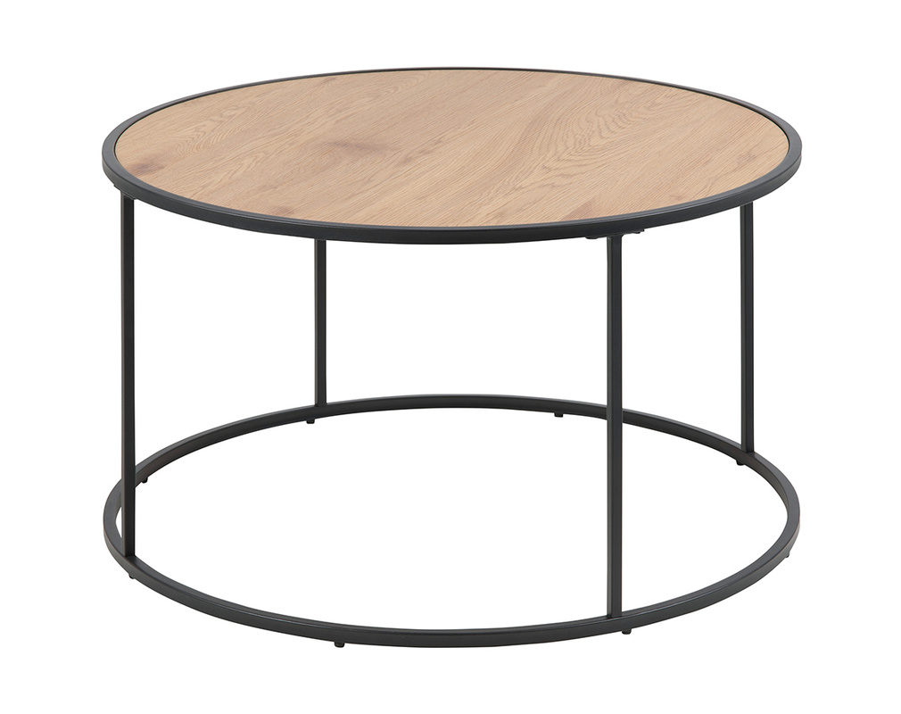 Runder Couchtisch Aus Holz Und Schwarzem Metall D80 Cm Tresca Miliboo