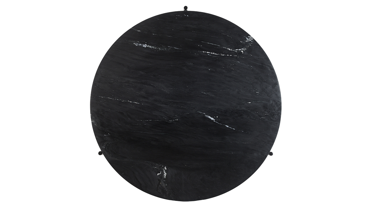 Runder Couchtisch aus schwarzem Marmor D 90 cm BUMCELLO