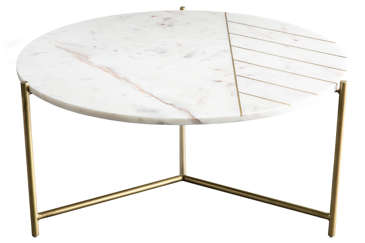 Runder Couchtisch aus weiem Marmor SILLON