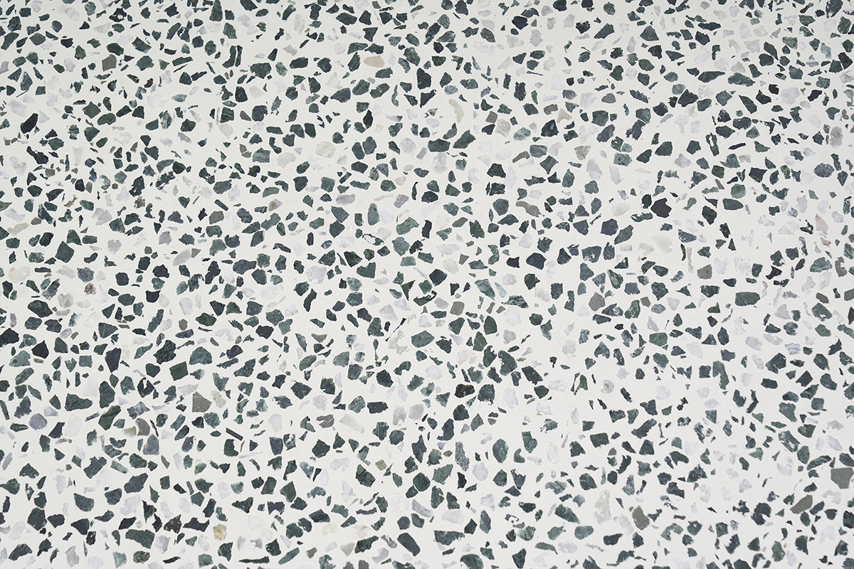 Terrazzo-Tablett mit unregelm��igen Mustern, Draufsicht, f�r runden Couchtisch MEZZO.