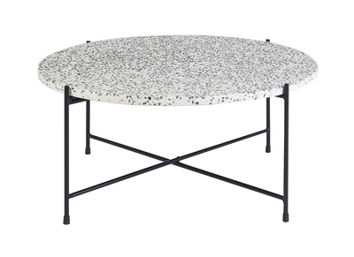Runder Couchtisch Design aus Terrazzo und schwarzem Metall D81 cm MEZZO