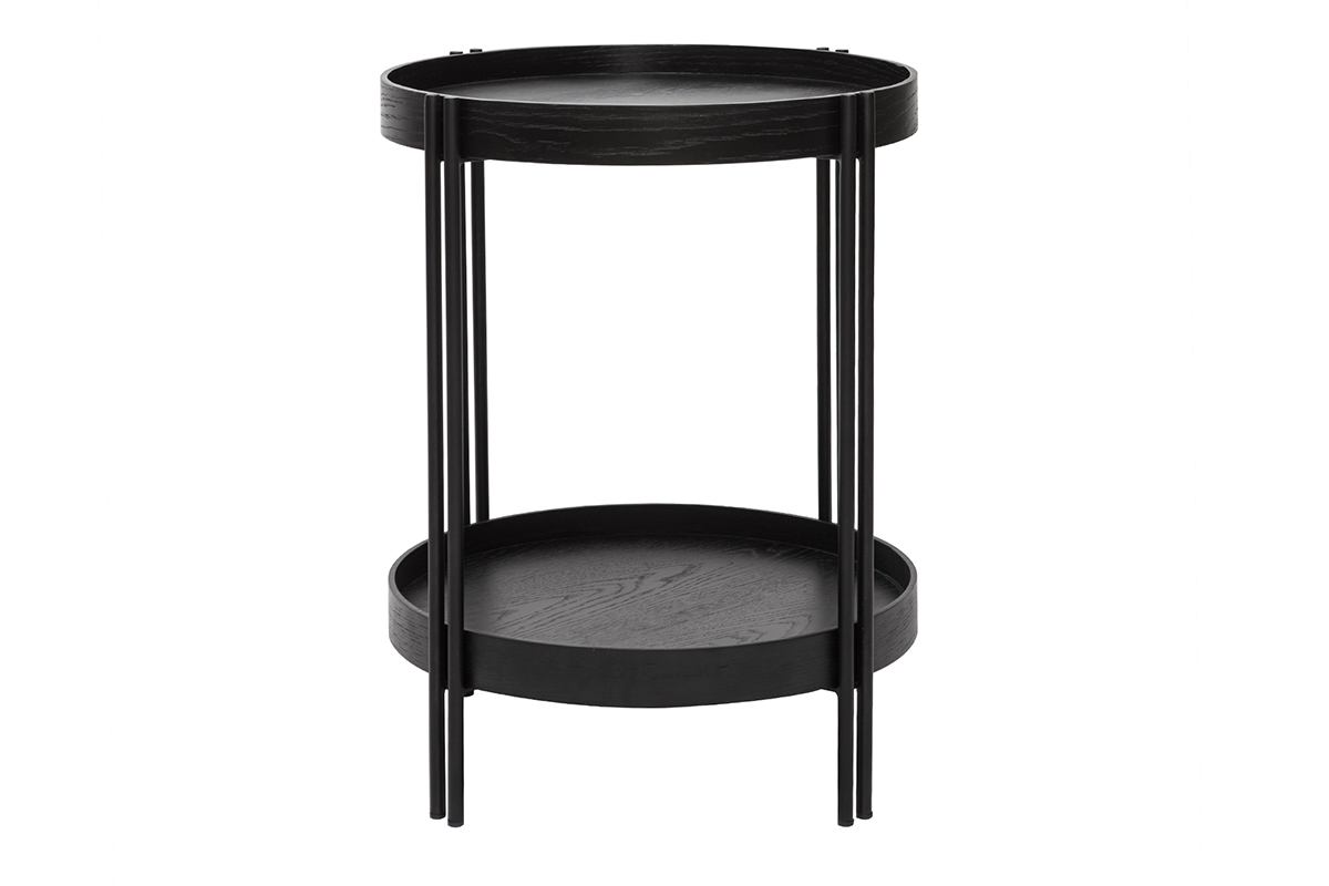 Runder Couchtisch in Eiche schwarz und Metall D45 cm TWICE