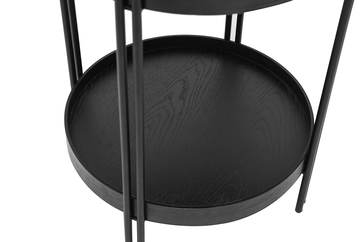 Runder Couchtisch in Eiche schwarz und Metall D45 cm TWICE