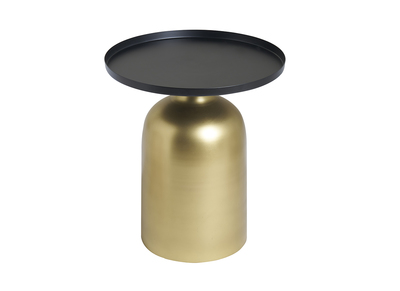 Runder Design-Beistelltisch aus Metall goldfarben mit mattschwarzer Tischplatte RAMSES