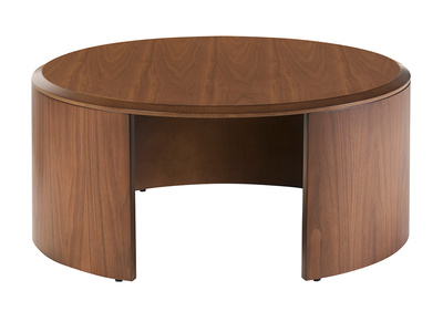 Runder Design-Couchtisch aus dunklem Walnussholz D80 cm ZAHRA