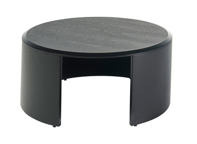 Runder Design-Couchtisch aus schwarzem Holz D80 cm ZAHRA
