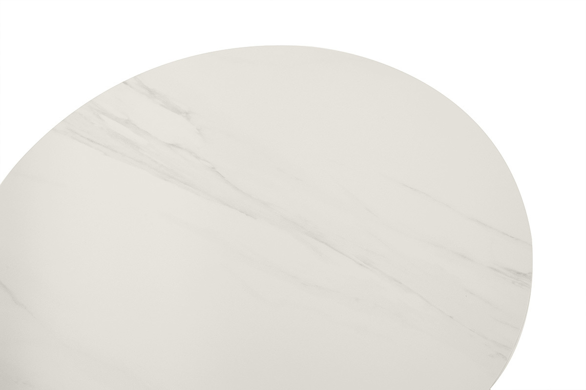 Runder Couchtisch aus wei�er Keramik, Draufsicht.