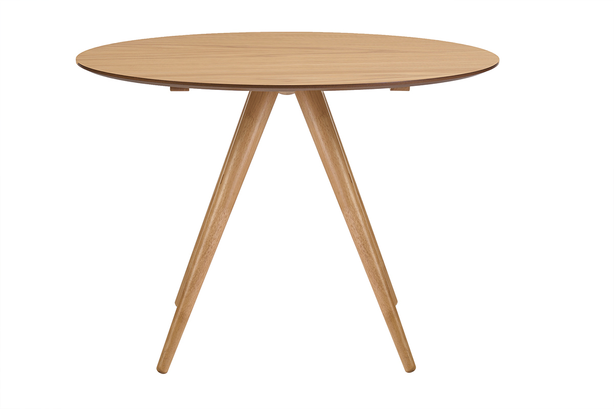 Runder Design-Esstisch aus hellem Holz, Esche D106 cm WALFORD