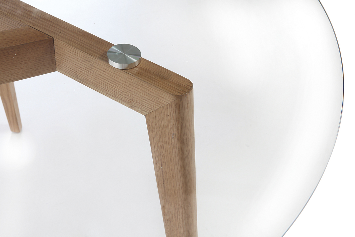 Runder Design-Esstisch D125 DAVOS Glasplatte