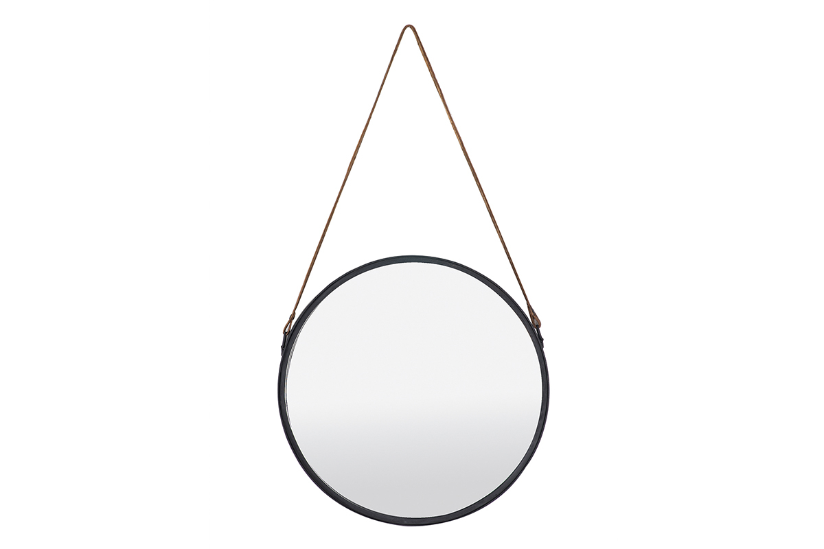 Runder Design-Spiegel KARL schwarzes Metall 40 cm