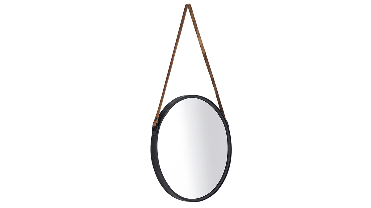 Runder Design-Spiegel KARL schwarzes Metall 40 cm