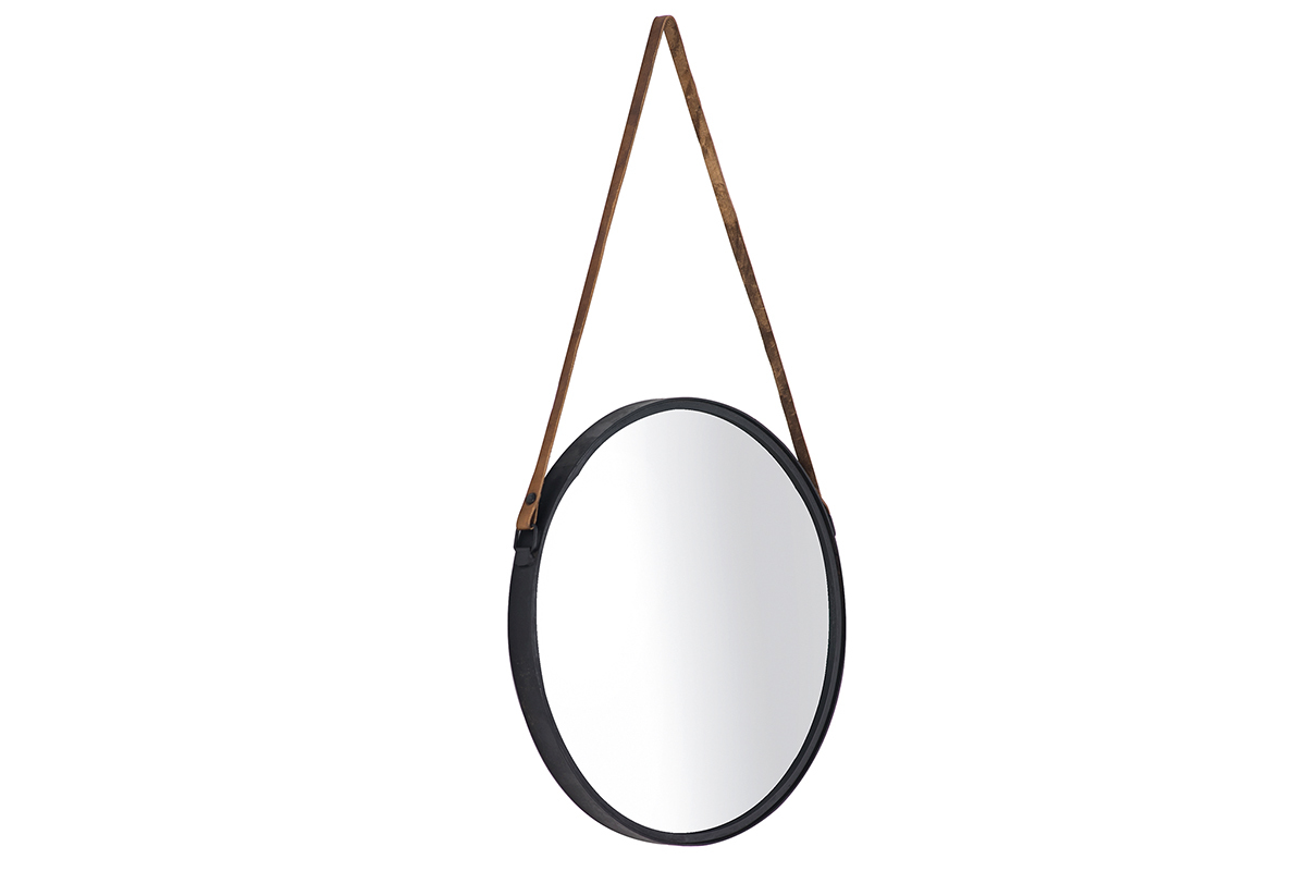 Runder Design-Spiegel KARL schwarzes Metall 40 cm