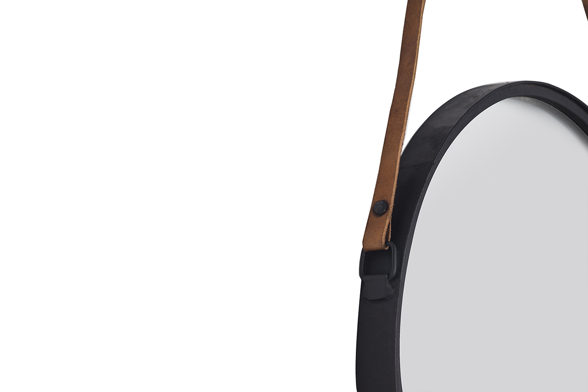 Runder Design-Spiegel KARL schwarzes Metall 40 cm