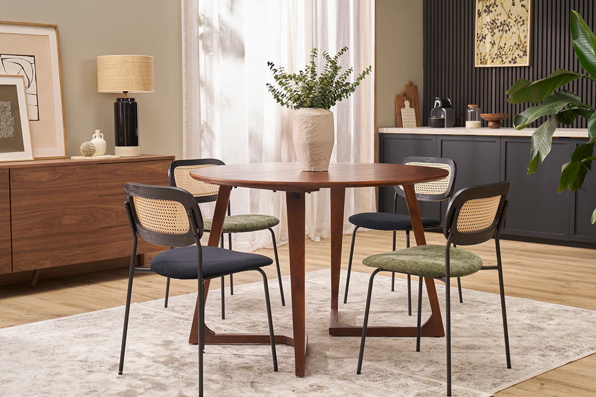 Runder Design-Tisch aus Massivholz L115 cm BANDOL