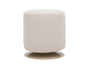 Runder drehbarer Hocker aus strukturiertem Samtoptik-Stoff in Beige und Metall D39.5 cm VOLNAY
