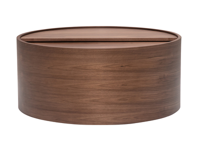 Runder dunkler Walnussholz Couchtisch mit drehbarer Platte und Stauraum D80 cm DALI