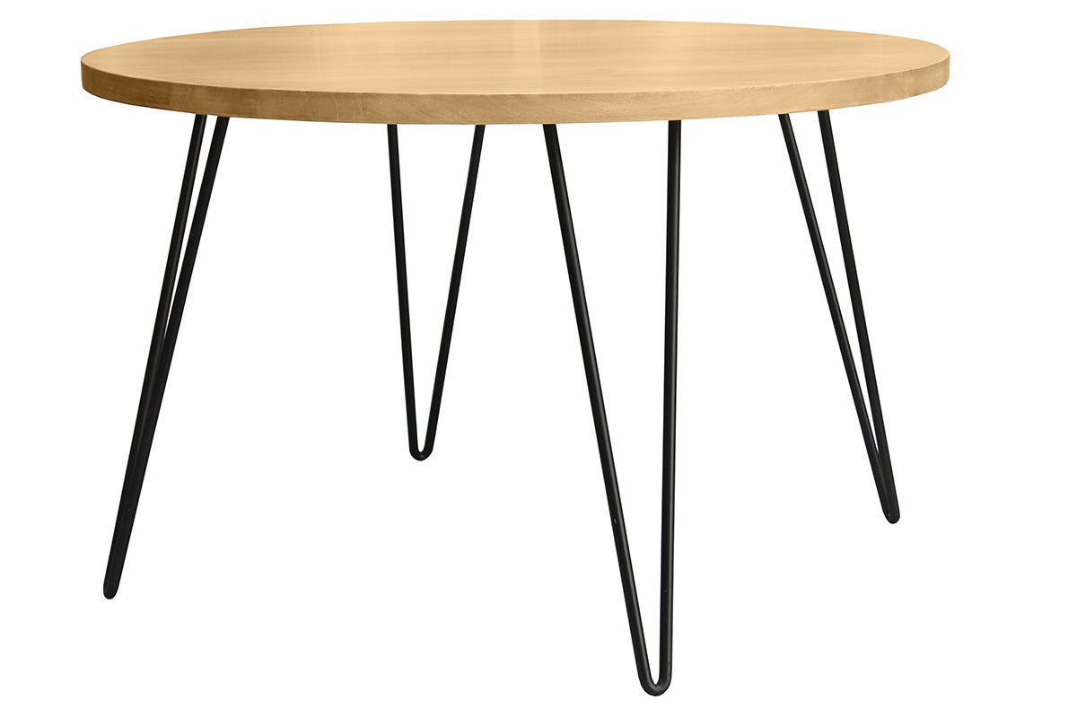 Runder Esstisch aus massivem Mangoholz D116 cm VIBES