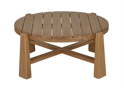Runder Garten-Couchtisch aus massivem Teakholz D82 cm CAROLINA