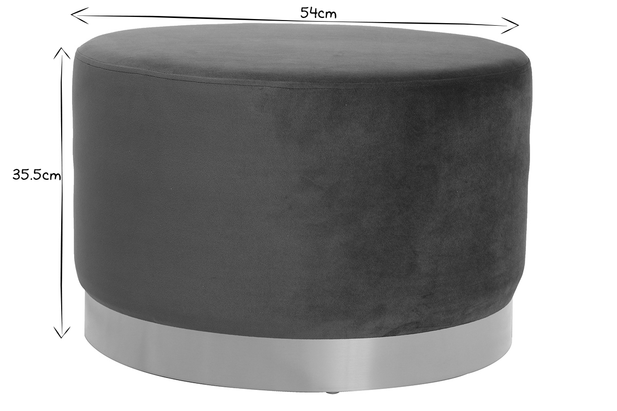 Runder Hocker aus blaugrnem Samt und vergoldetem Metall 54 cm AMAYA