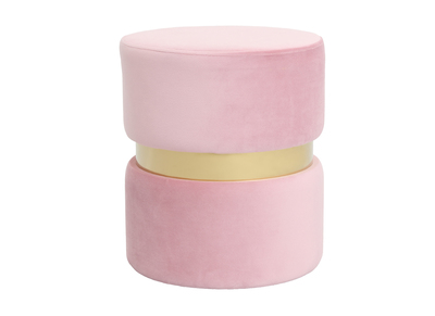 Runder Hocker aus rosa Samtstoff und vergoldetem Metall JOY - Runder Hocker aus rosa Samtstoff und vergoldetem Metall JOY