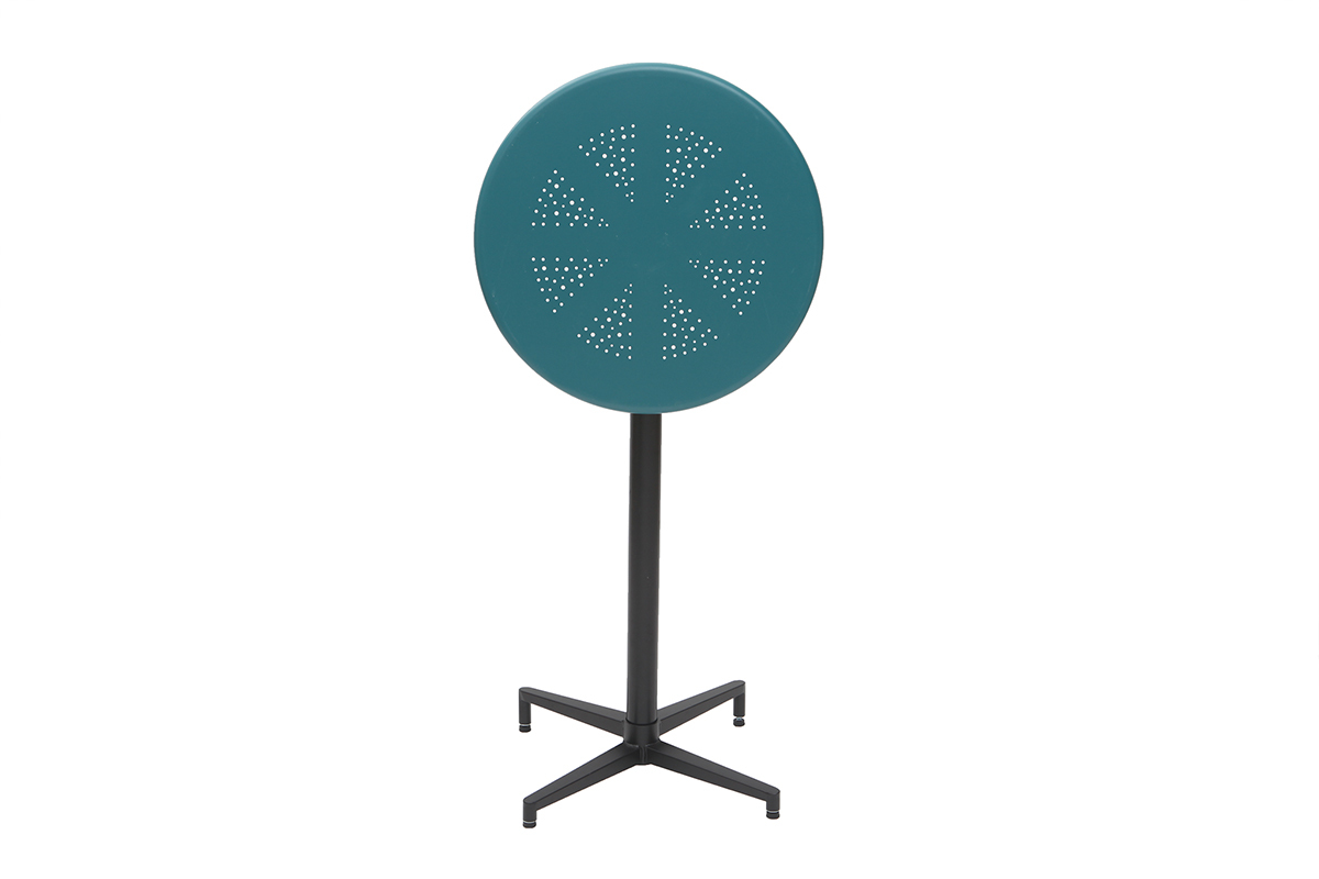 Runder hoher Klapptisch aus blaugrnem Metall DOTS