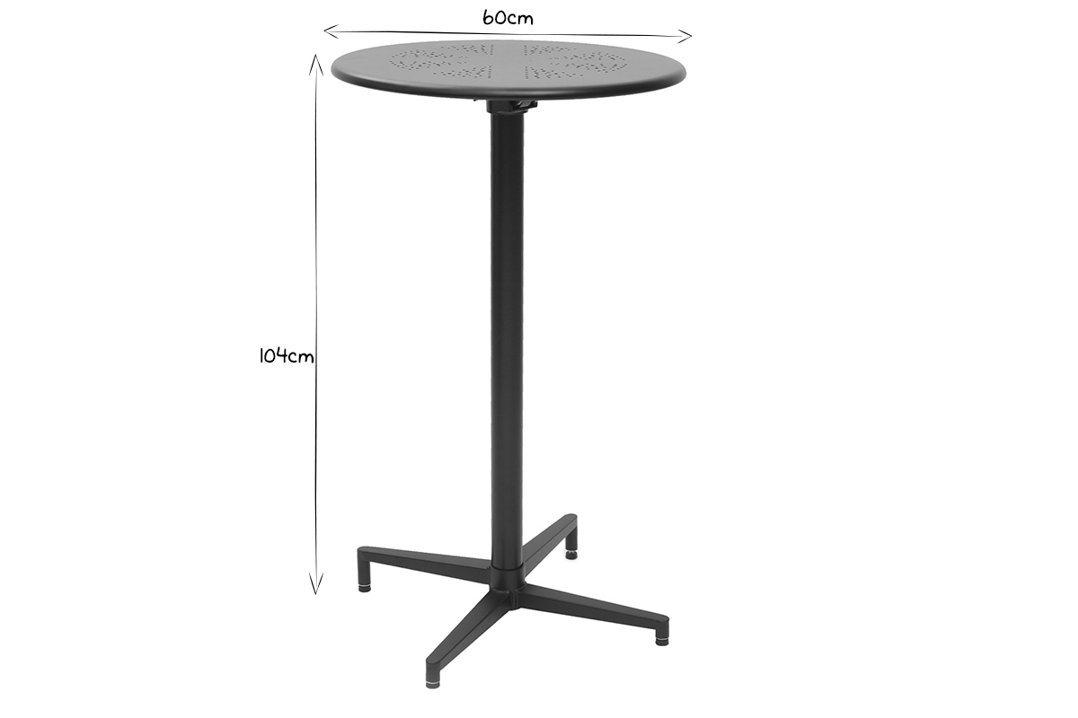 Runder hoher Klapptisch aus schwarzem Metall DOTS