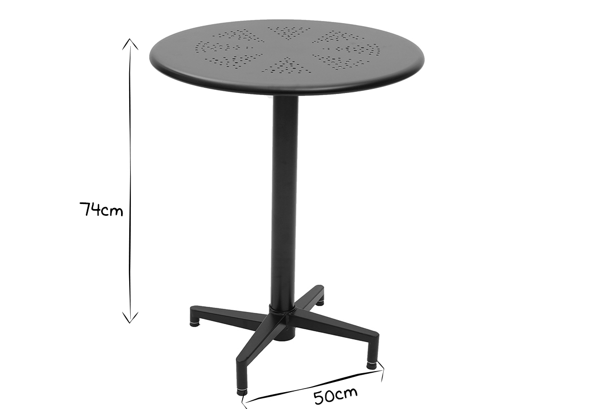 Runder Klapptisch aus schwarzem Metall D60 DOTS