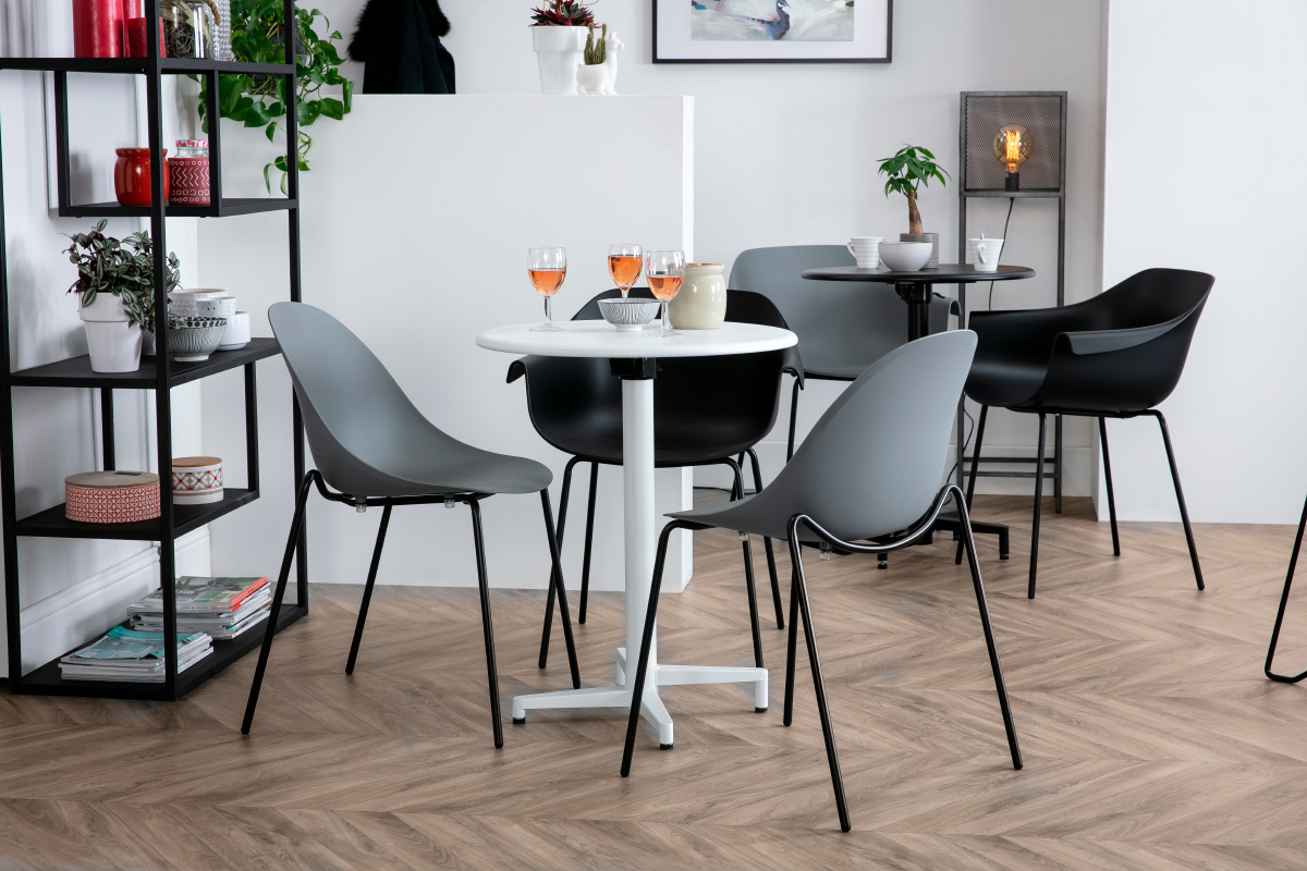 Runder Klapptisch aus wei�em Metall D60 DOTS