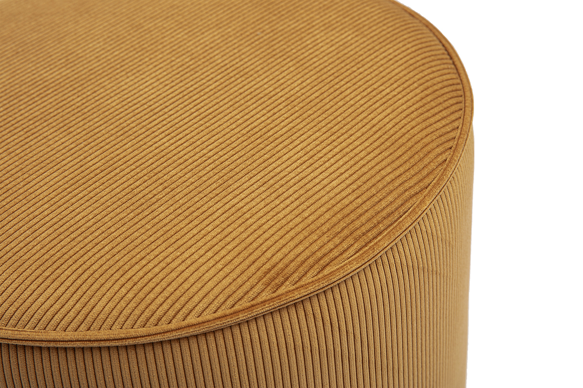 Runder Pouf aus gelbem Cord-Samt D40 cm PAUL