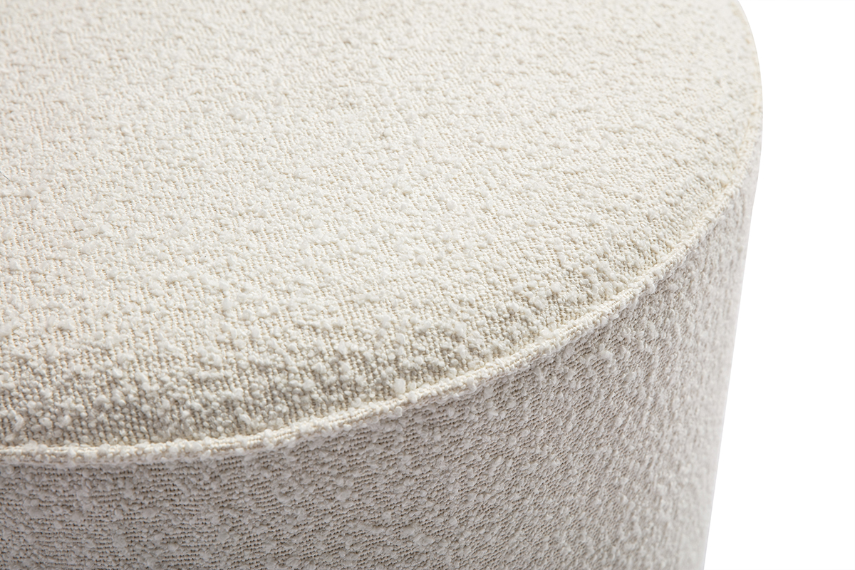 Runder Pouf aus gewirkter Wollwirkung in Wei D70 cm PAUL