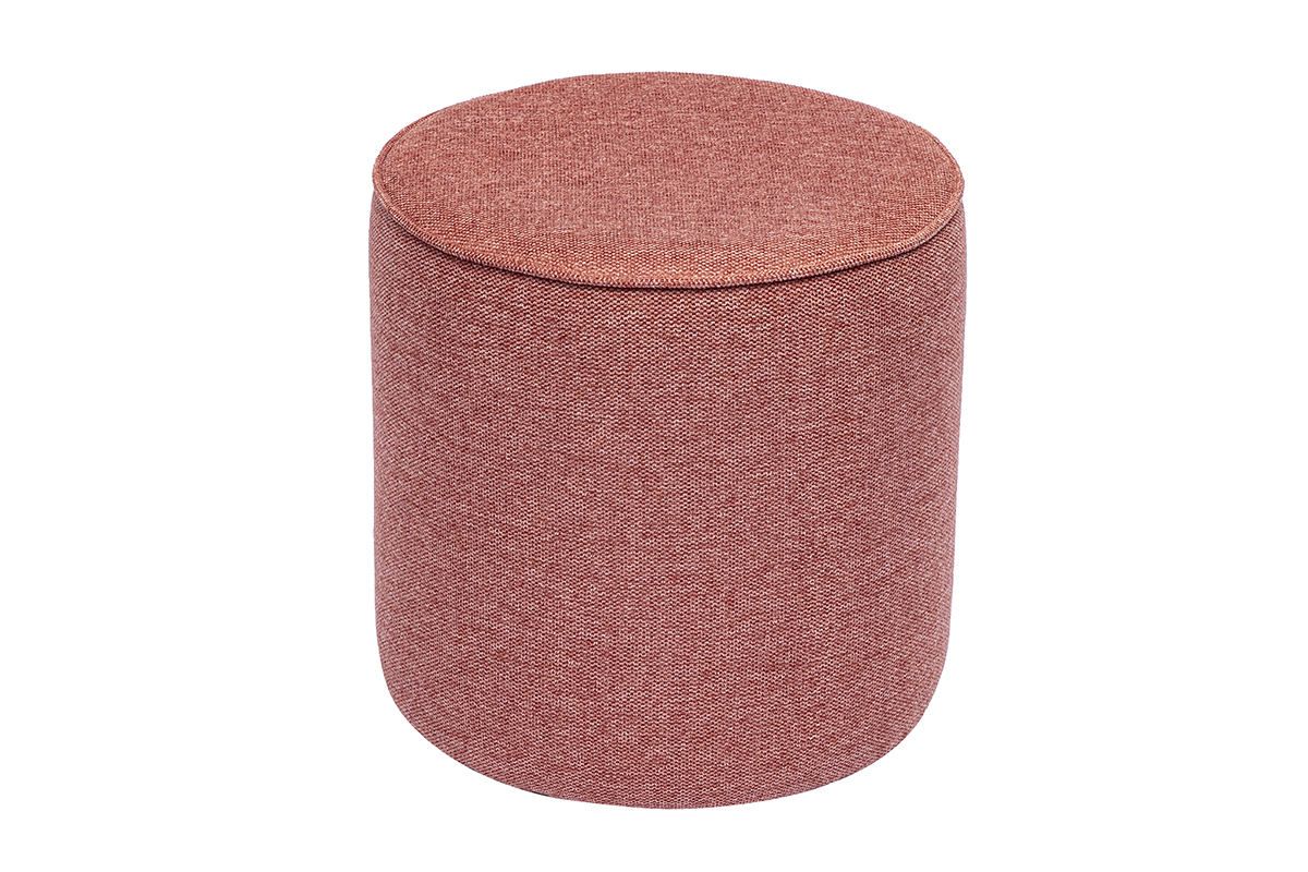 Runder Pouf aus Samteffekt-Stoff in Terrakotta-Textur D40 cm PAUL