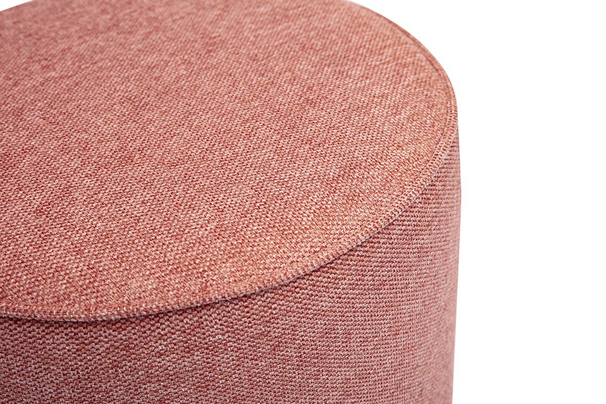 Runder Pouf aus Samteffekt-Stoff in Terrakotta-Textur D40 cm PAUL