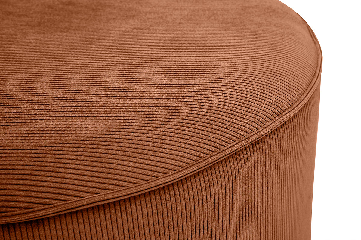 Runder Pouf aus samtigem Rippenstoff in verbrannter Erde D70 cm PAUL