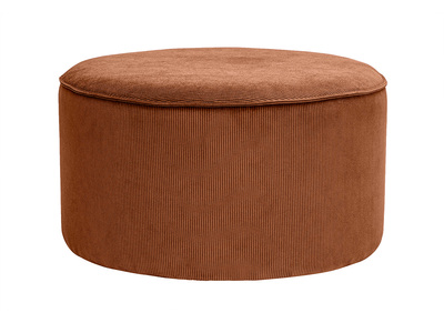 Runder Pouf aus samtigem Rippenstoff in verbrannter Erde D70 cm PAUL