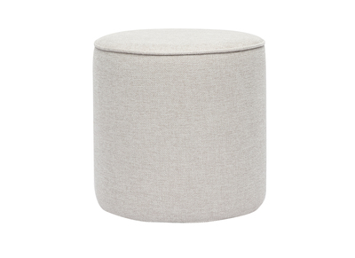 Runder Pouf aus Stoff in Beige mit samtigem Effekt und Textur D40 cm PAUL