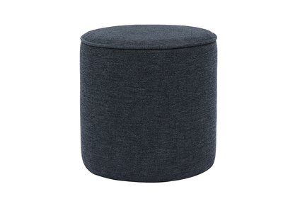 Runder Pouf in dunkelblauem Samteffekt-Textil D40 cm PAUL