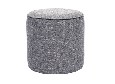 Runder Pouf in hellgrauem Stoff D40 cm PAUL