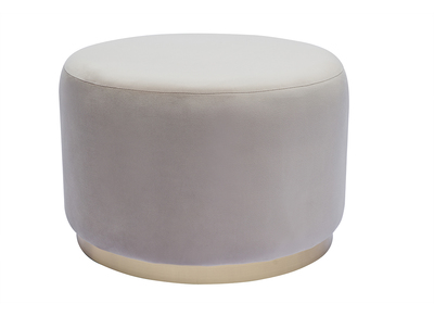 Runder Samt- und goldenes Metallpouf in Taupe D54 cm AMAYA