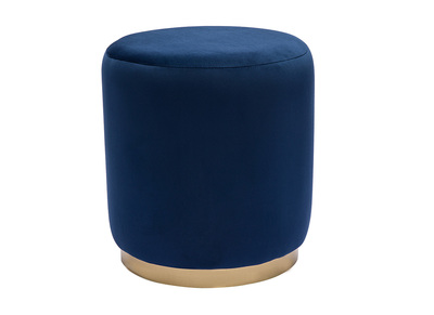Runder Samtpouf in Marineblau und goldener Metallstruktur D40 cm AMAYA