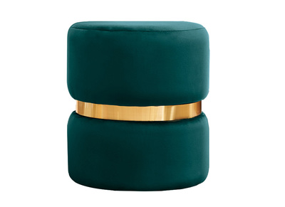 Runder Samtpouf in Petrolblau und Goldmetall D40 cm JOY
